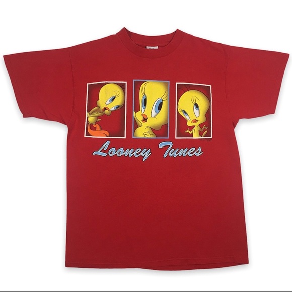 Vintage Looney Tunes Tweety Bird Graphic T-Shirt Red Cartoon 90s Warner Bros. - Picture 13 of 15